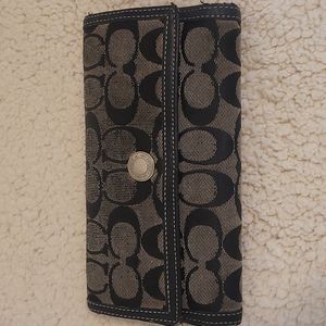 Coach Signature Trifold Wallet with Checkbook Holder